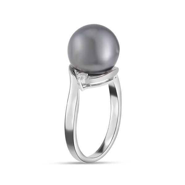 11-12mm Tahiti Perle und Moissanit Ring image number 5