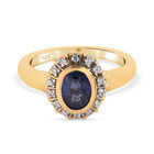 Masoala Saphir und Zirkon-Halo-Ring, 925 Silber vergoldet, 1,27 ct. image number 0