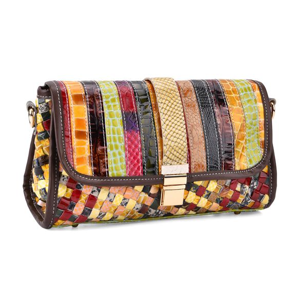 Chaos by Elsie Crossbody-Tasche aus echtem Leder, RFID-Schutz und Mini-Taschenlampe, 28x10x18 cm, Mehrfarbig image number 7