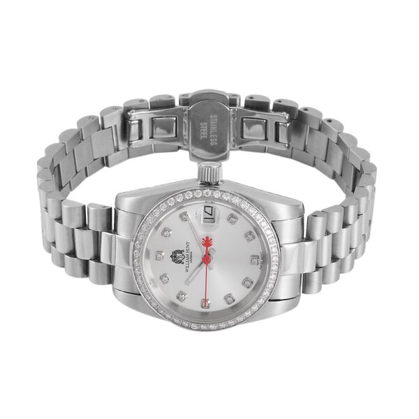 William Hunt - Moissanit-Akzentuhr, Schweizer Uhrwerk, Mineralglas und 5ATM Wasserresistenz, Edelstahl-Armband image number 5