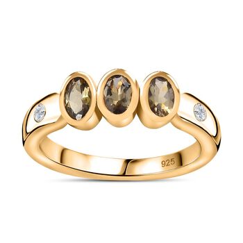 AA nat&uuml;rlicher goldener Tansanit und Zirkon-Ring - 0,80 ct.