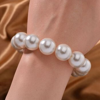 Wei&szlig;e Muschelkernperle (15-17 mm) Armband flexibles (18.00-19.00 cm)