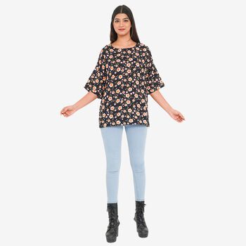 Tamsy bedrucktes Top, Blumendruck, Gr&ouml;&szlig;e 40