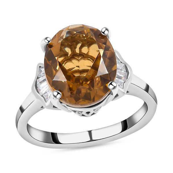 Champagner Quarz und wei&szlig;er Zirkon-Ring - 5,14 ct. image number 4