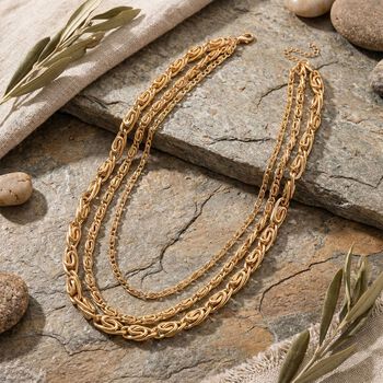 3-lagige byzantinische Halskette in Goldton, 47+3,5cm