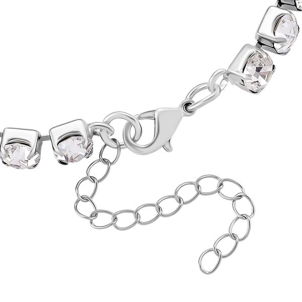 Weißer Kristall Schmuckset Nickelfreies Messing Silberfarben, Flexibles (Größe 17.00-18.00) image number 9