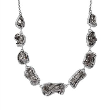 Meteorit Halskette, ca. 45 cm, 925 Silber rhodiniert, ca. 88.50 ct