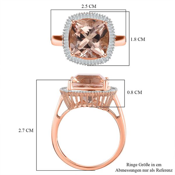 AAA Moroppino Morganit, Weißer Diamant Ring, 585 Gold (Größe 18.00) ca. 6.78 ct image number 7