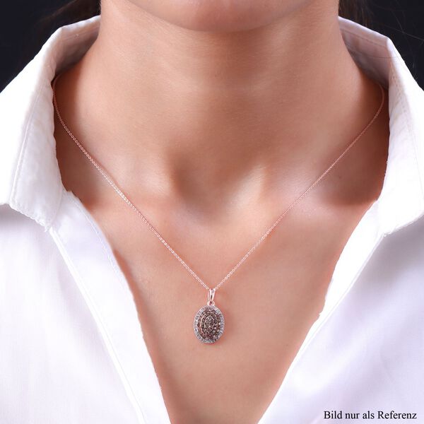 Nat&uuml;rlicher Champagner Diamant-Anh&auml;nger mit Kette, 925 Silber Ros&eacute;gold Vermeil ca. 0.75 ct image number 2