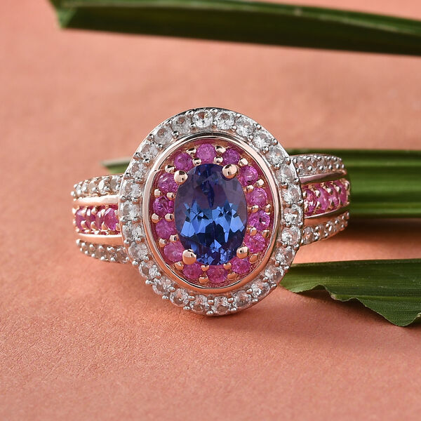 Tansanit, rosa Saphir und Zirkon Ring - 2,01 ct. image number 2