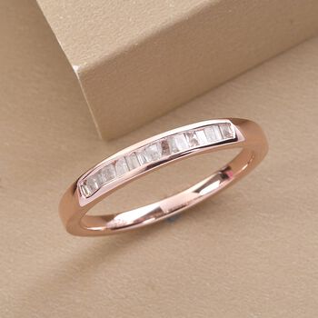 Wei&szlig;er Diamant-Ring, 925 Silber ros&eacute;vergoldet, ca. 0,25 ct