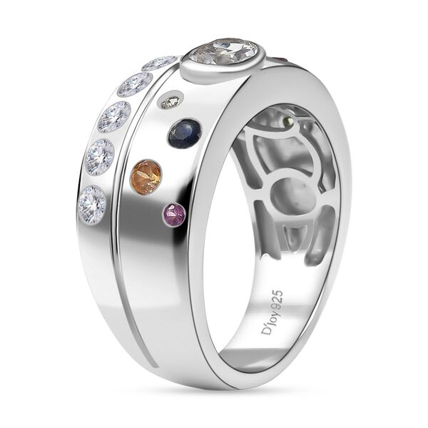 D joy AAA Premium Malagasy Regenbogen Mondstein, Mehrfarbiger Saphir Celestial Rainbow Ring 925 Silber rhodiniert (Gr&ouml;&szlig;e 19.00) ca. 1.35 ct image number 5