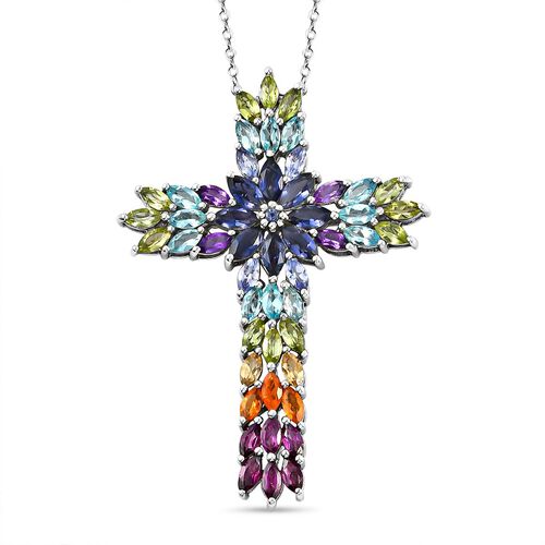 Mehrfarbiger Edelstein-Anhänger mit Kette- 7,89 ct. image number 0