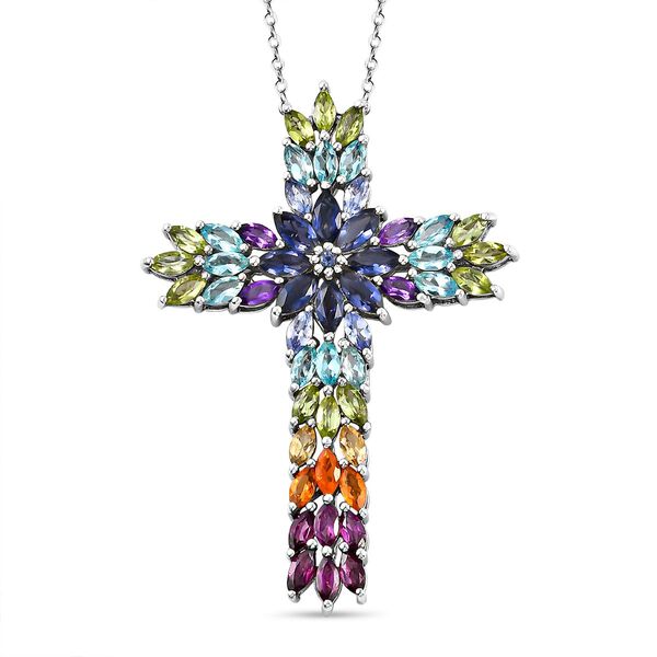 Mehrfarbiger Edelstein-Anhänger mit Kette- 7,89 ct. image number 0