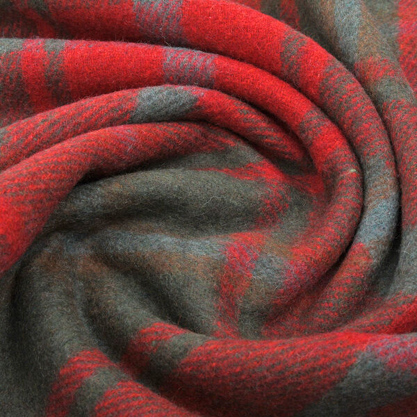 Wolldecke mit Fransen, 130x170, Schottenmuster, Gr&uuml;n/rot image number 6