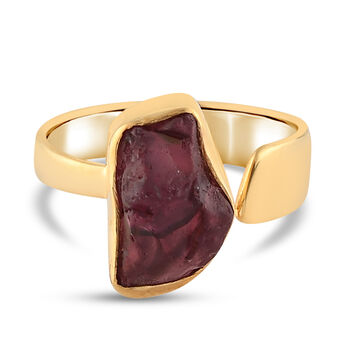 Handgearbeiteter Rhodolith Granat Ring 925 Silber vergoldet (Gr&ouml;&szlig;e 16.00) ca. 4,80 ct