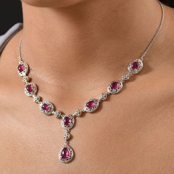 K&ouml;niglicher Glamour- AAA Afrikanischer Rubin (Fissure gef&uuml;llt) Halskette ca. 45 cm 925 Silber rhodiniert ca. 13.88 ct image number 2