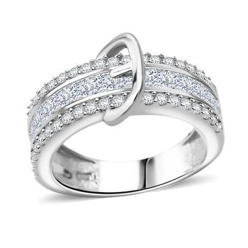 Lustro Stella Wei&szlig;er Zirkonia Schnalle Ring 925 Silber rhodiniert (Gr&ouml;&szlig;e 17.00)