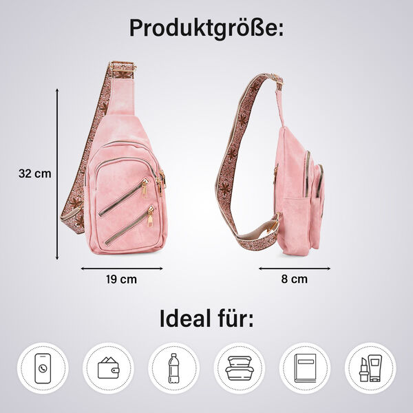Rucksack aus Nylon mit RFID-Schutz, 19x8x32 cm, Rosa image number 5