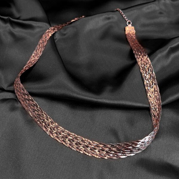 Italienische geflochtene Halskette, ca. 45+5 cm, 925 Silber ros&eacute;vergoldet