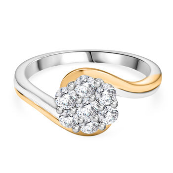 Moissanit Ring, 925 Silber platiniert und vergoldet - 0,56 ct.