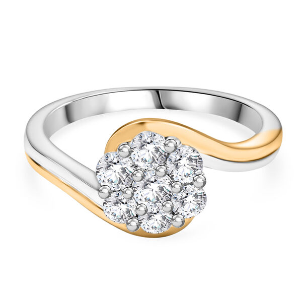 Moissanit Ring, 925 Silber platiniert und vergoldet - 0,56 ct.