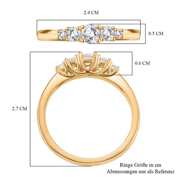 RADIANTA GRA zertifiziert Moissanit (D-VVS) Ring 925 Silber vergoldet (Größe 19.00) ca. 0.49 ct image number 6