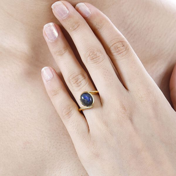 AAA Labradorit Ring 925 Silber 750 Gelbgold Vermeil (Gr&ouml;&szlig;e 21.00) ca. 3,09 ct image number 4