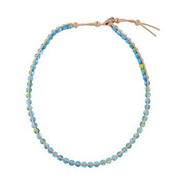 Flexible blaugr&uuml;ne Regenblumen-Yuhua-Quarzit Halskette - 80 ct.