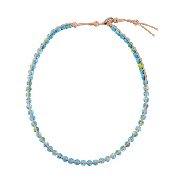 Flexible blaugrüne Regenblumen-Yuhua-Quarzit Halskette - 80 ct. image number 3