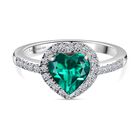 AAA Lab Grown Kolumbianischer Smaragd, Lab Grown Diamant Ring 925 Silber rhodiniert (Größe 19.00) ca. 1.89 ct