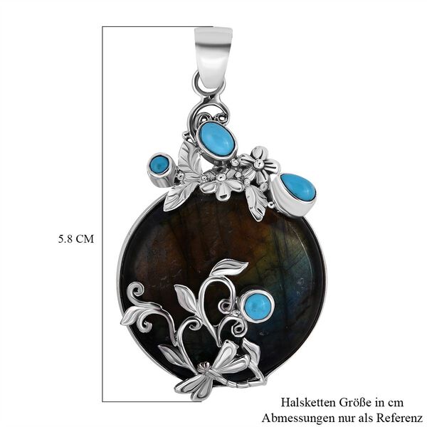 Royal Bali Kollektion - Labradorit und Sleeping Beauty T&uuml;rkis Anh&auml;nger - 54,75 ct. image number 5