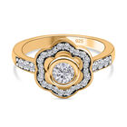 88 Facetten Moissanit Ring 925 Silber vergoldet (Größe 20.00) ca. 0,71 ct