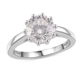 Moissanit Ring 925 Silber rhodiniert (Größe 21.00) ca. 2,57 ct