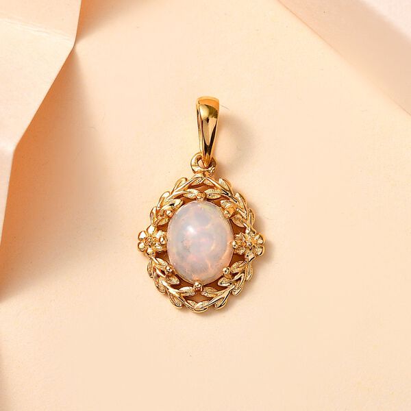 AA Nat&uuml;rlicher, &auml;thiopischer Welo Opal Anh&auml;nger 925 Silber 750 Gelbgold Vermeil ca. 1,23 ct. image number 2
