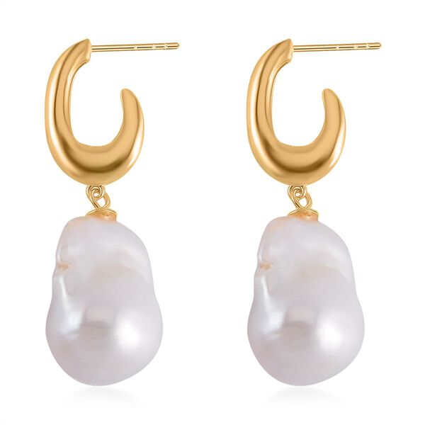 13-16 mm weiße Barockperlen-Ohrringe image number 4