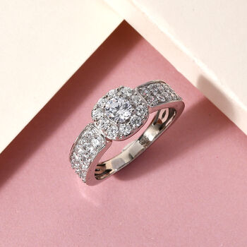 LUSTRO STELLA Hergestellt mit Feinster ZIRKONIA Ring 925 Silber platiniert