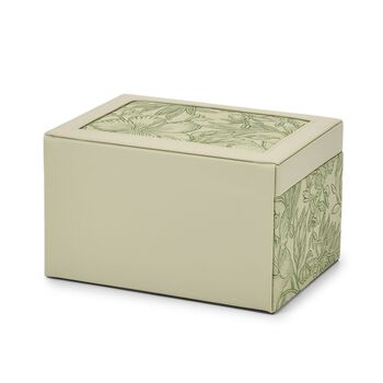 3-lagige PU Schmuckk&auml;stchen mit gepr&auml;gtem Blumenmuster, 22x17x13 cm, Gr&uuml;n