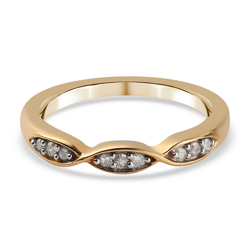 Weißer Diamant P Ring 925 Silber Vermeil YG ca. 0,10 ct. image number 0