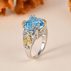 GP Celestial Dream Kollektion - Himmelblauer Topas, Zirkon und Kanchanaburi blauer Saphir-Ring - 12,87 ct.