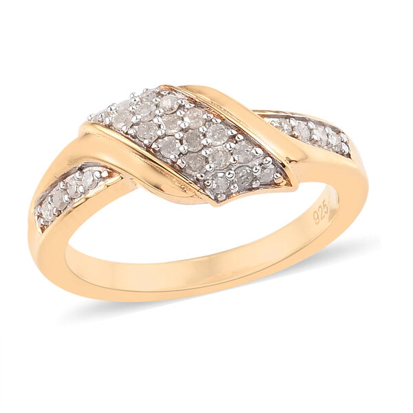 Diamant Cluster Ring 925 Silber Gelbgold Vermeil image number 4