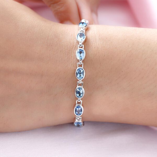 Schweizer Blautopas-Armband, ca. 20 cm, 925 Silber platiniert ca. 8,82 ct image number 3