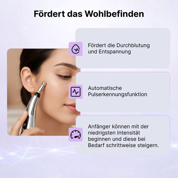 Akupunktur Meridian Stift mit Mikrostrom, wiederaufladbar, 9 Intensit&auml;tsstufen, Silber image number 2