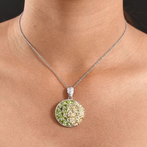 D'Joy Peridot Anhänger 925 Silber Rhodiniert und 750 Gelbgold Vermeil ca. 4.79 ct image number 2