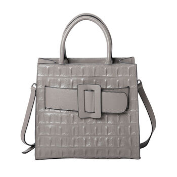 Crossbody Tasche aus echtem Leder mit Rei&szlig;verschluss und mehreren Taschen, Gr&ouml;&szlig;e 31x15x30 cm, Hellgrau