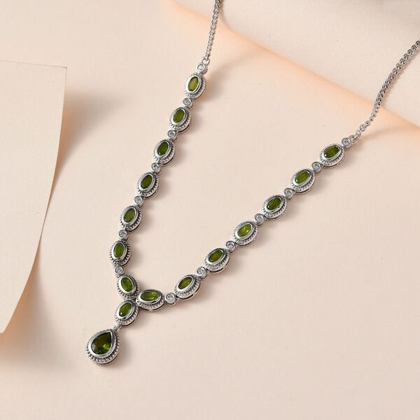 AAA Nat&uuml;rliche, italienische Vesuvianit Halskette ca. 45 cm 925 Silber platiniert ca. 7.06 ct image number 2