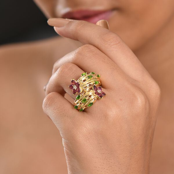 GP Italian Garden Kollektion- Rhodolith Granat, Chromdiopsid, Zirkon und blauer Saphir Ring - 3,24 ct. image number 4