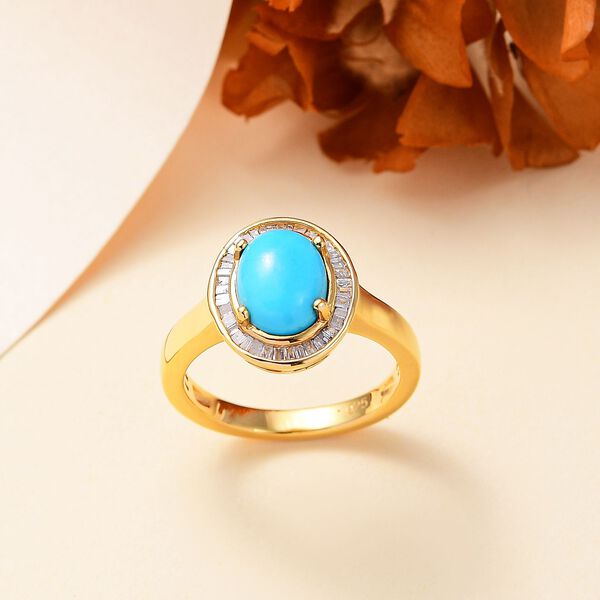 AAA Sleeping Beauty Türkis und Diamant Ring - 1,61 ct. image number 9