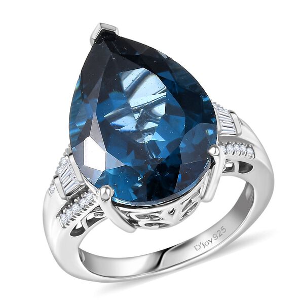 D'Joy London Blautopas und Moissanit Ring - 14 ct. image number 4