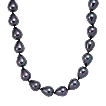 Pfaufarbene Tropfen Muschelkernperle 50cm Halskette